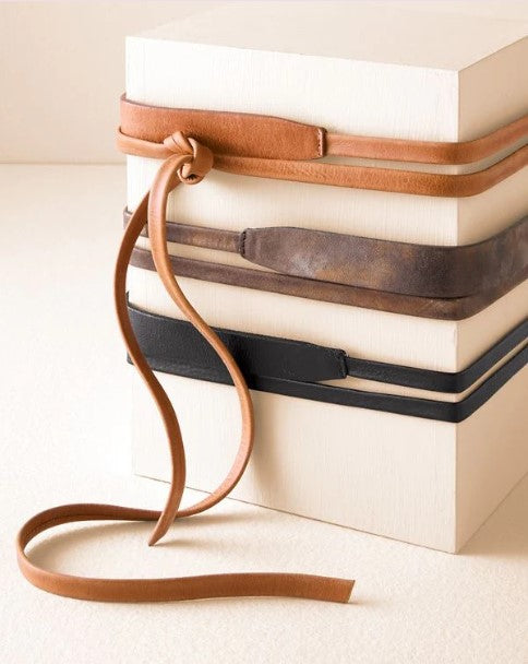 Skinny Wrap Belt -  Cognac